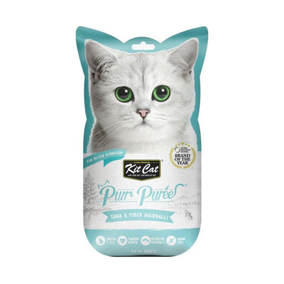Kit Cat Purr Puree Cat Treat Tuna & Fiber (Hairball) 4x15g