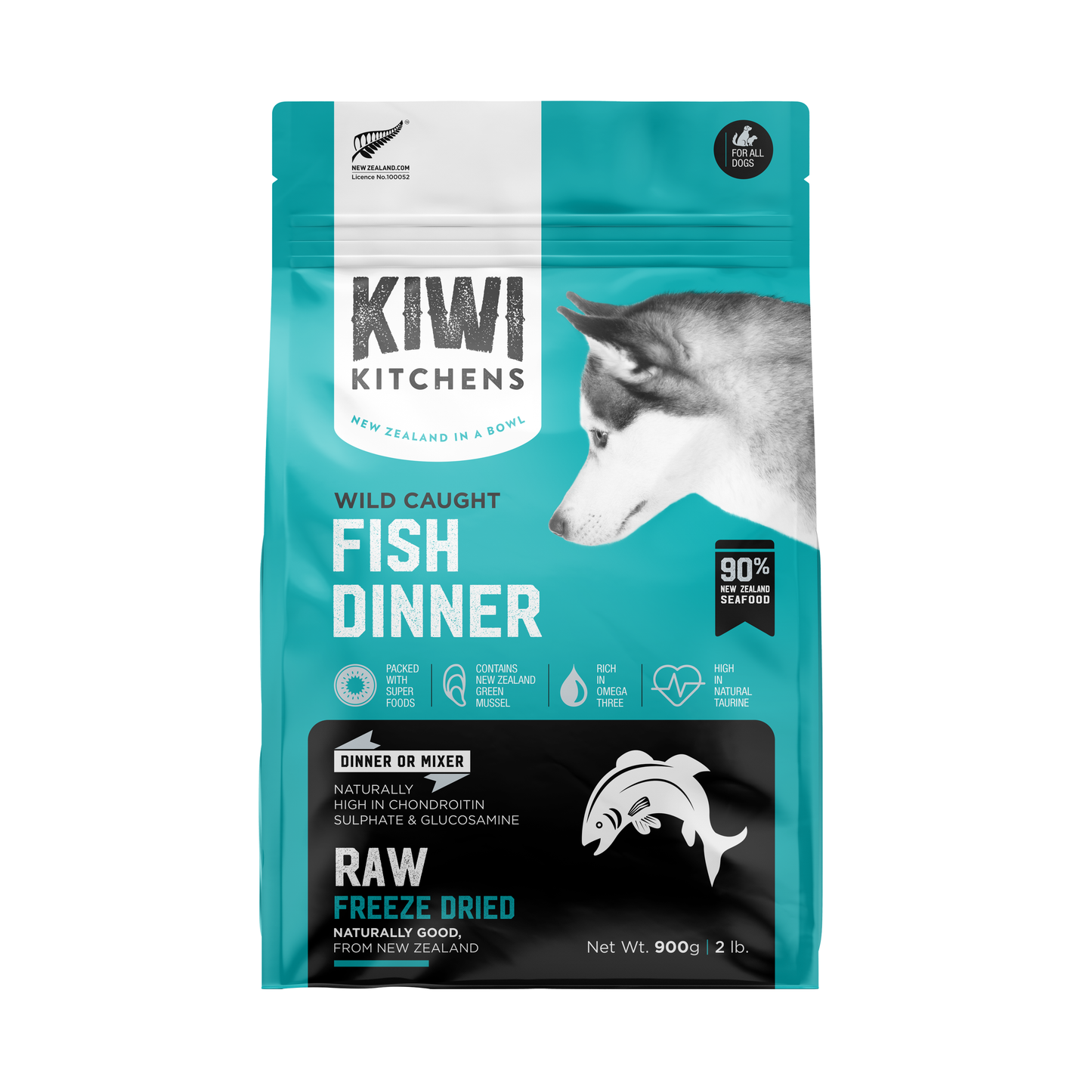 KIWI KITCHENS Freeze Dried Dog Dry Food White Fish Dinner