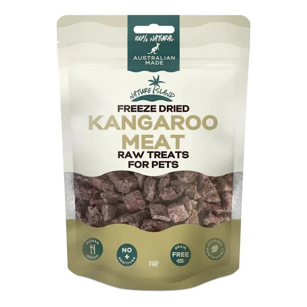 Nature Island Freeze Dried Kangaroo Meat Raw treats 80g for Pets