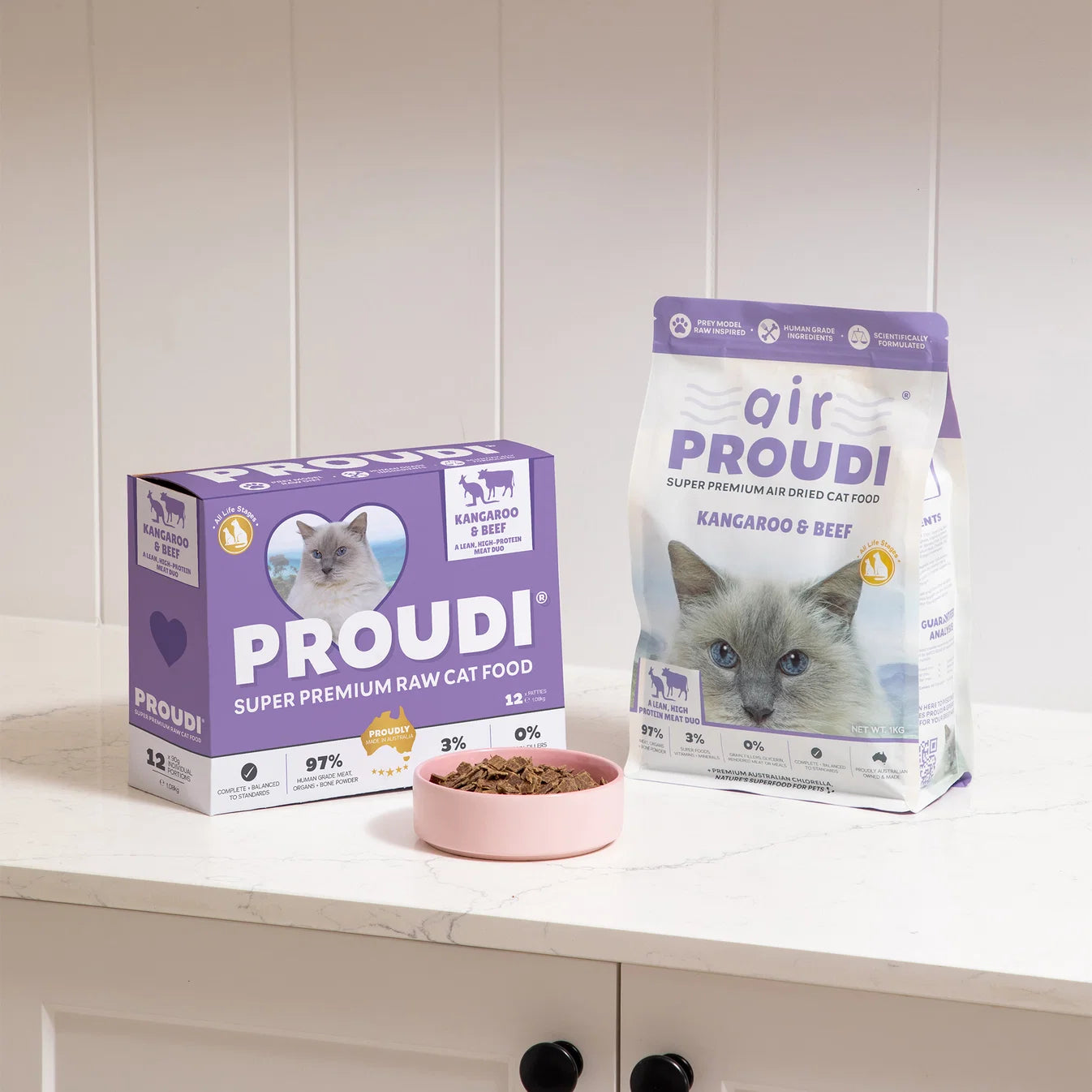 Proudi Cat Raw Food - Kangaroo & Beef 1.08Kg