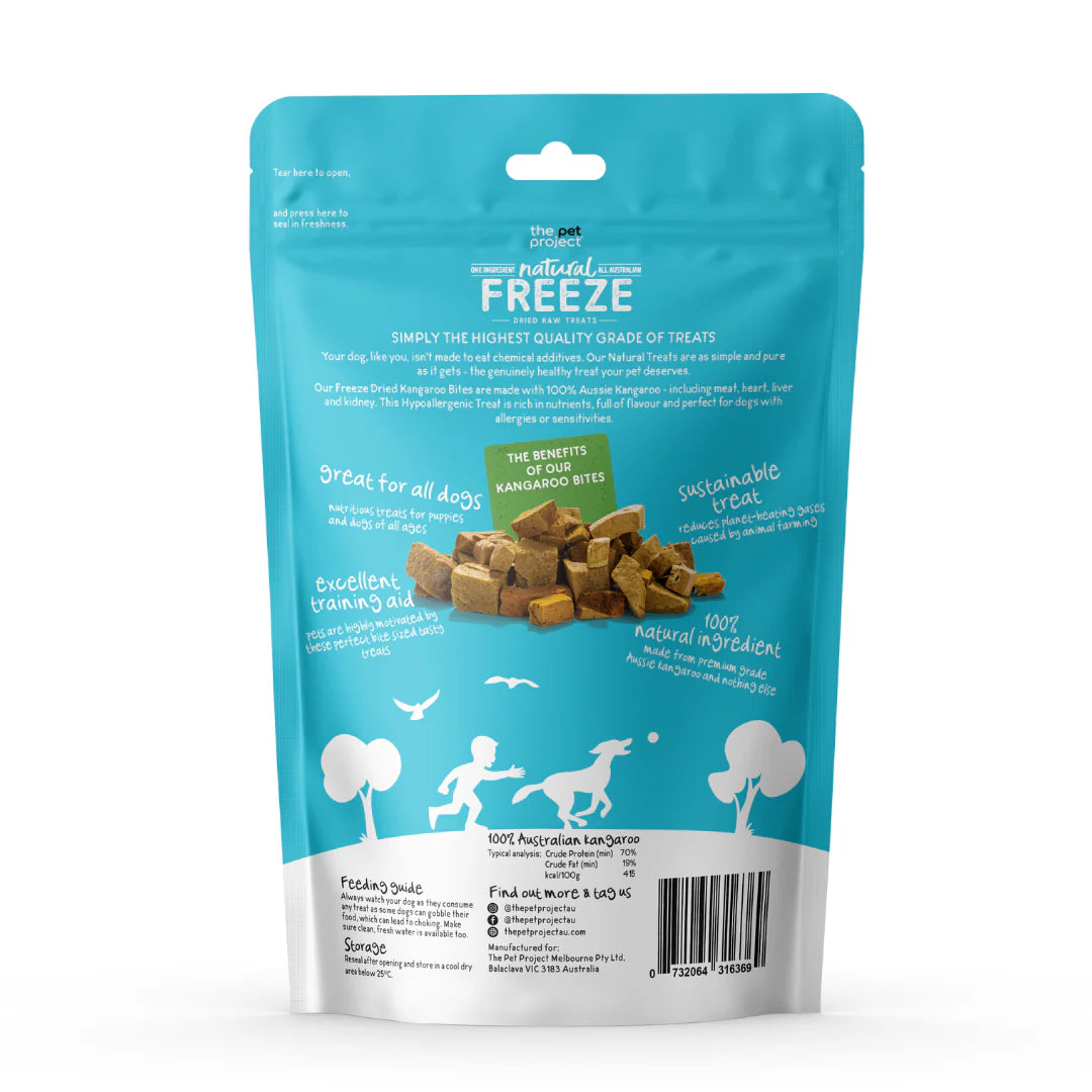 The Pet Projcet Pet Treats Freeze Dried Kangaroo Bites 50g