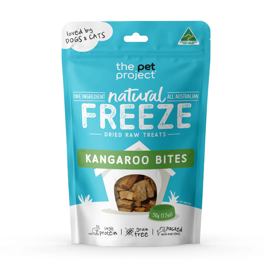 The Pet Projcet Pet Treats Freeze Dried Kangaroo Bites 50g