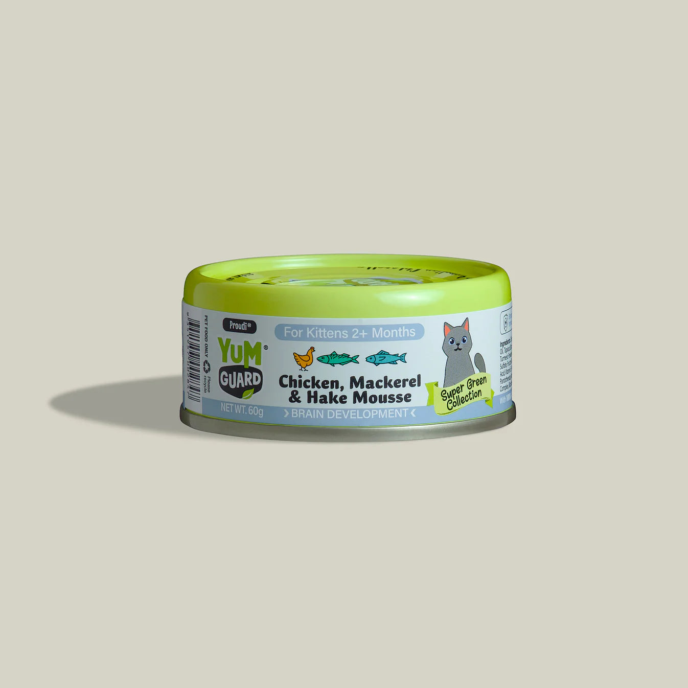 Yumguard Cat Wet Food - Brain Development Chicken Mackerel & Hake Mousse for Kittens
