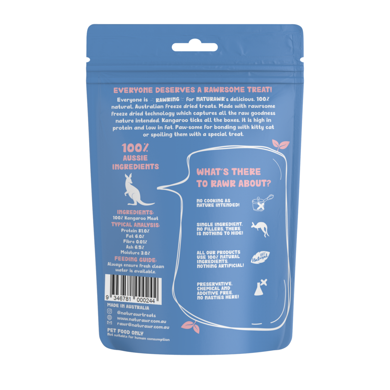 Naturawr Freeze-Dried Cat Treats Krunchy Kanga 50g