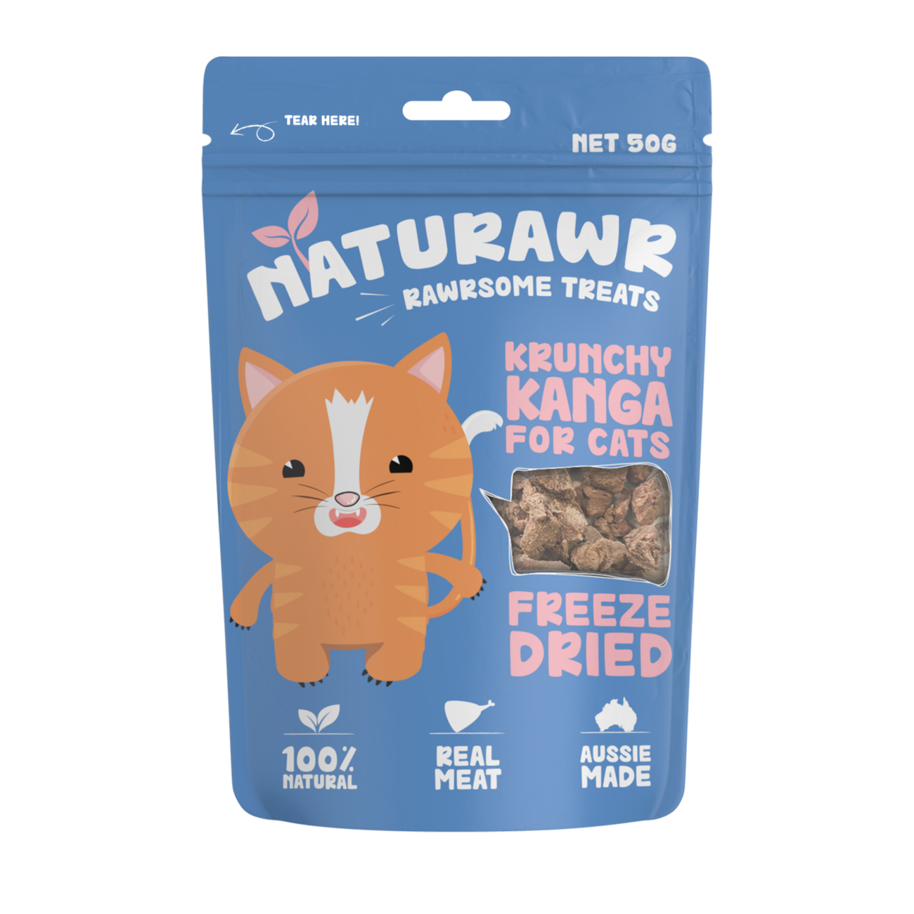 Naturawr Freeze-Dried Cat Treats Krunchy Kanga 50g