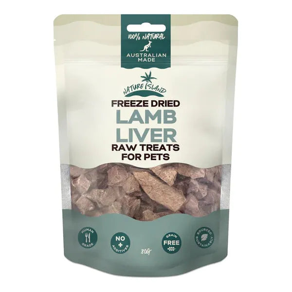 Nature Island Freeze Dried Lamb Liver Raw treats 80g for Pets