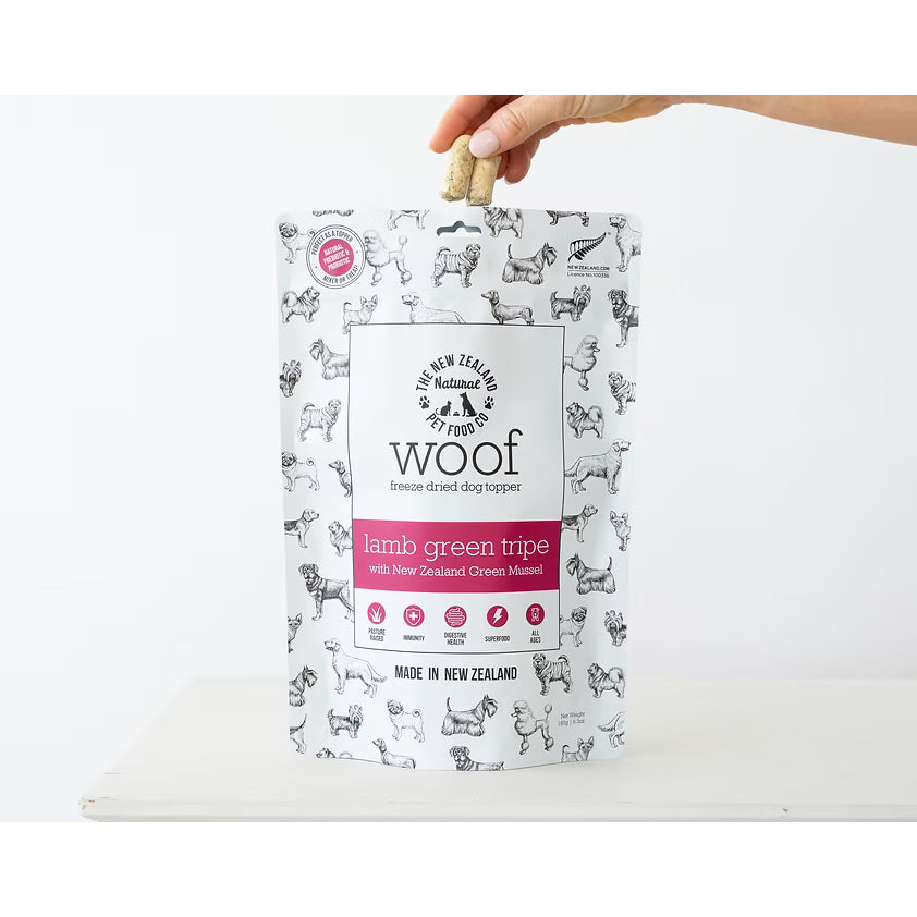The New Zealand Natural Woof Freeze Dried Dog Treat Lamb Green Tripe 40g