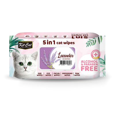 Kit Cat 5 in 1 Cat Wipes 80 Sheets - Lavender