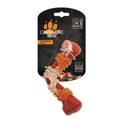 M-PETS CARNIVORE Dog Toy Boomerang Bone - Bacon (Red)