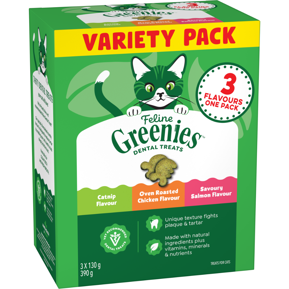 GREENIES Feline Dental Cat Treats Variety Pack 3x130g