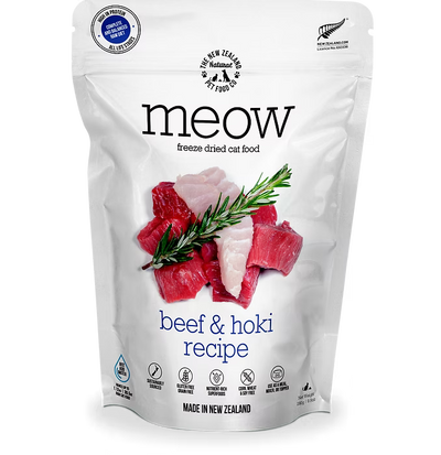 The New Zealand Natural Meow Freeze Dried Cat Food Beef and Hoki