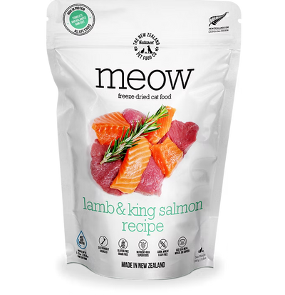 The New Zealand Natural Meow Freeze Dried Cat Food Lamb and King Salmon