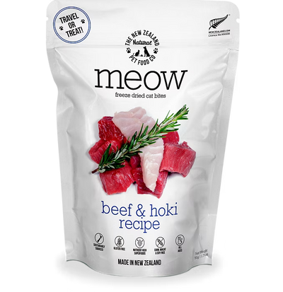 The New Zealand Natural Meow Freeze Dried Cat Food Beef and Hoki