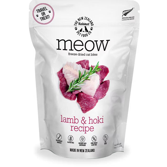 The New Zealand Natural Meow Freeze Dried Cat Food Lamb and Hoki