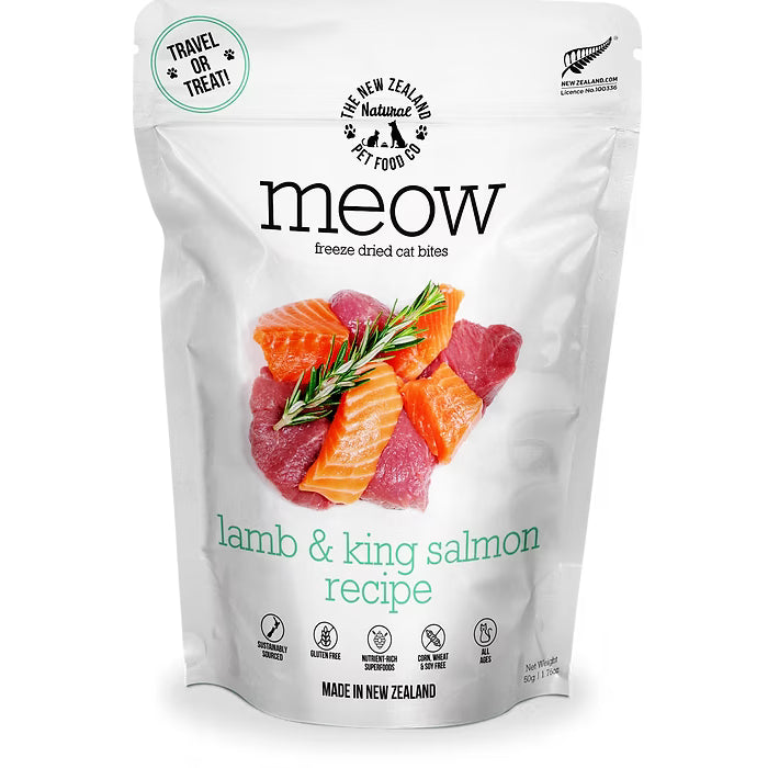 The New Zealand Natural Meow Freeze Dried Cat Food Lamb and King Salmon