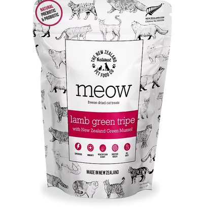 The New Zealand Natural Meow Freeze Dried Cat Treat Lamb Green Tripe 40g