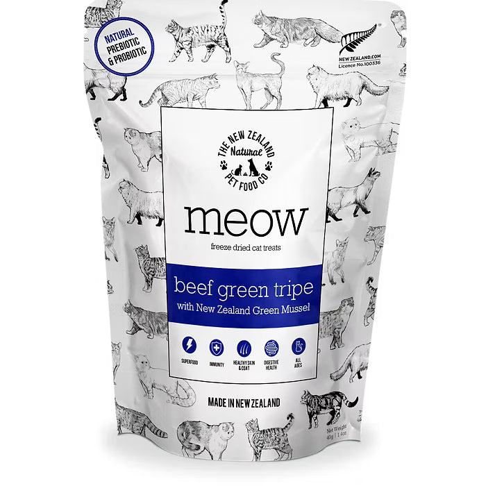 The New Zealand Natural Meow Freeze Dried Cat Treat Beef Green Tripe 40g