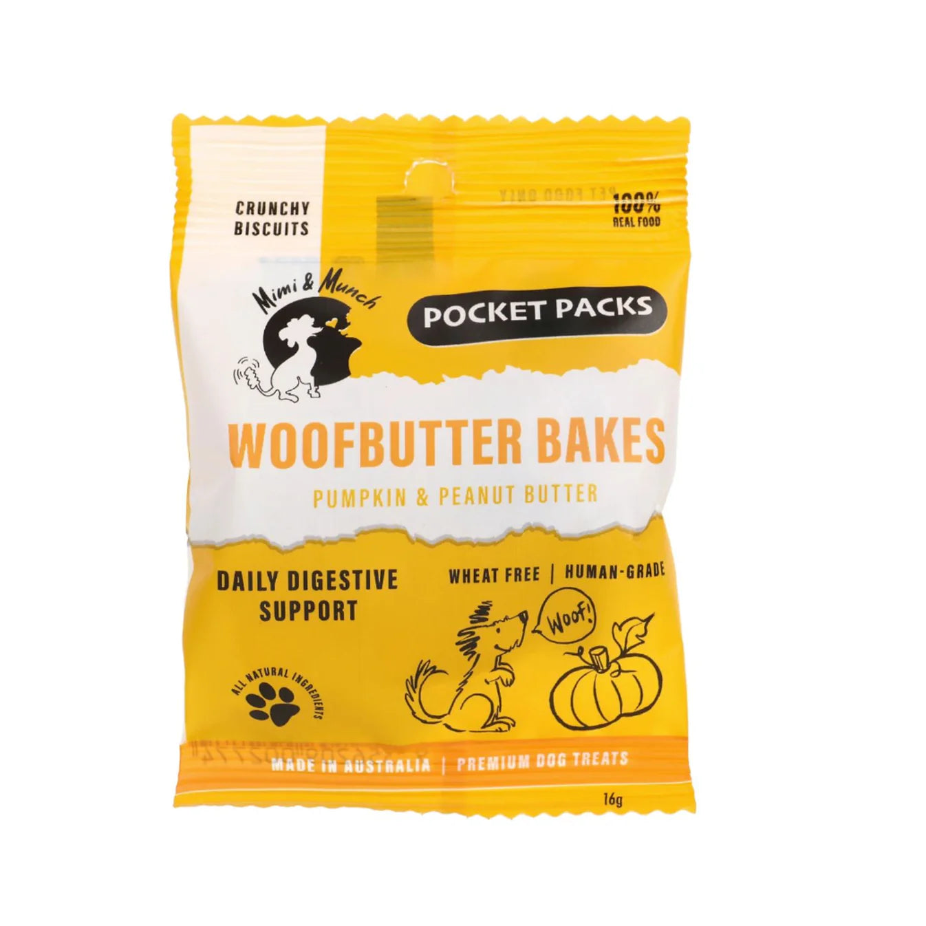 Mimi and Munch Woofbutter Bakes Pocket Pack Dog Treats x5 Bags