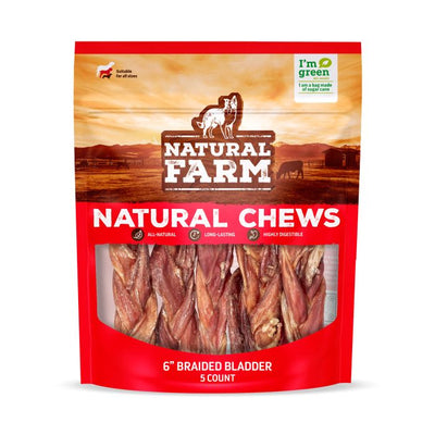 Natural Farm Dog Treat Braided Bladder Sticks 15cm 5Pack