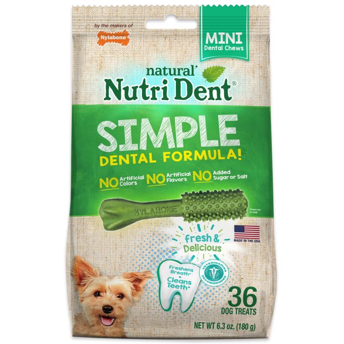 Nylabone Nutri Dent SIMPLE Fresh Breath Flavored Dental Chews Mini 36 Pack