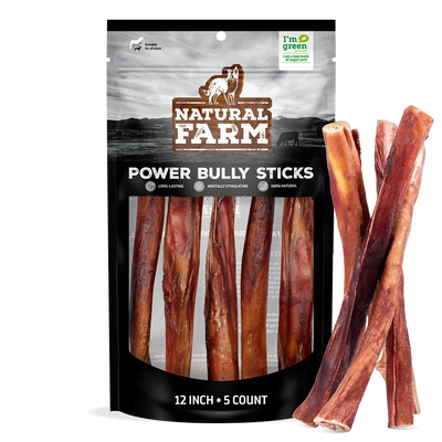 Natural Farm Dog Treat 12" Large Power Bully Stick 30cm 5Pack