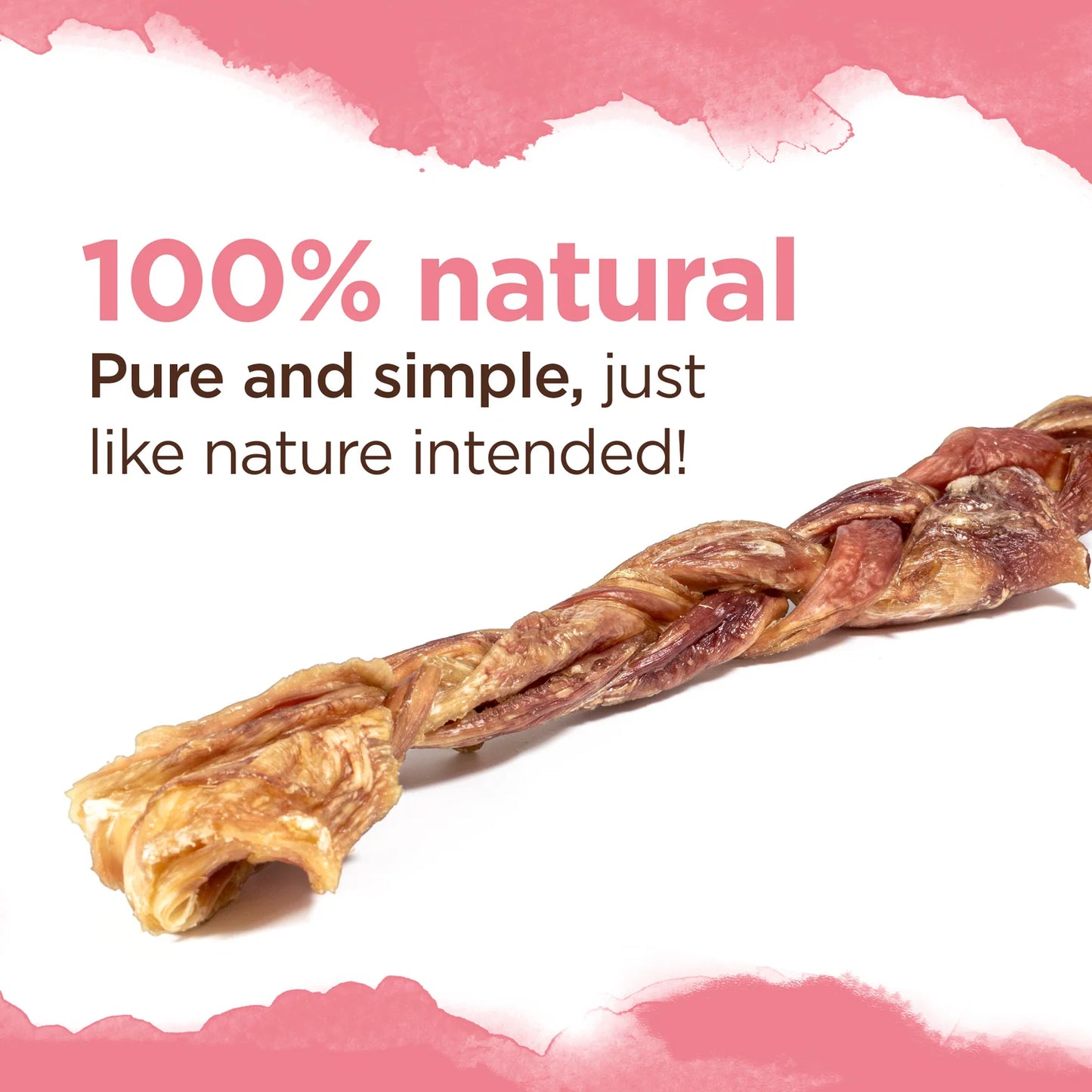 Natural Farm Dog Treat Triple Braided Bladder Sticks Large 5Pack