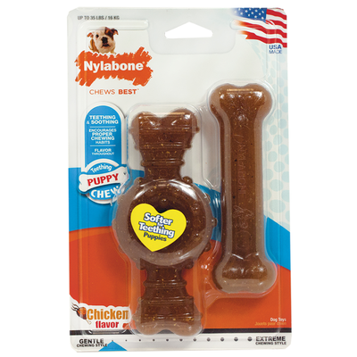 Nylabone Puppy Chew Toy Variety Twin Pack Medium/Wolf