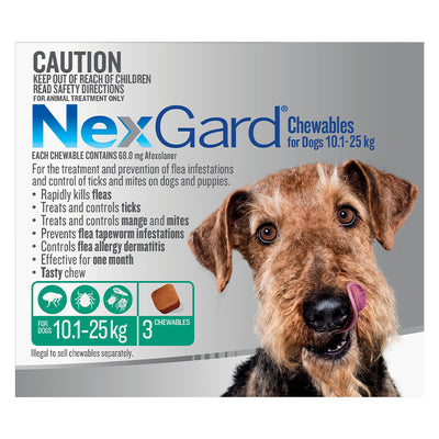 NexGard Flea & Tick Chewables For Medium Dogs (10.1-25Kg)