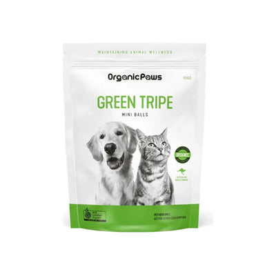 Organic Paws Green Tripe Mini Balls Pet Raw Food 500g