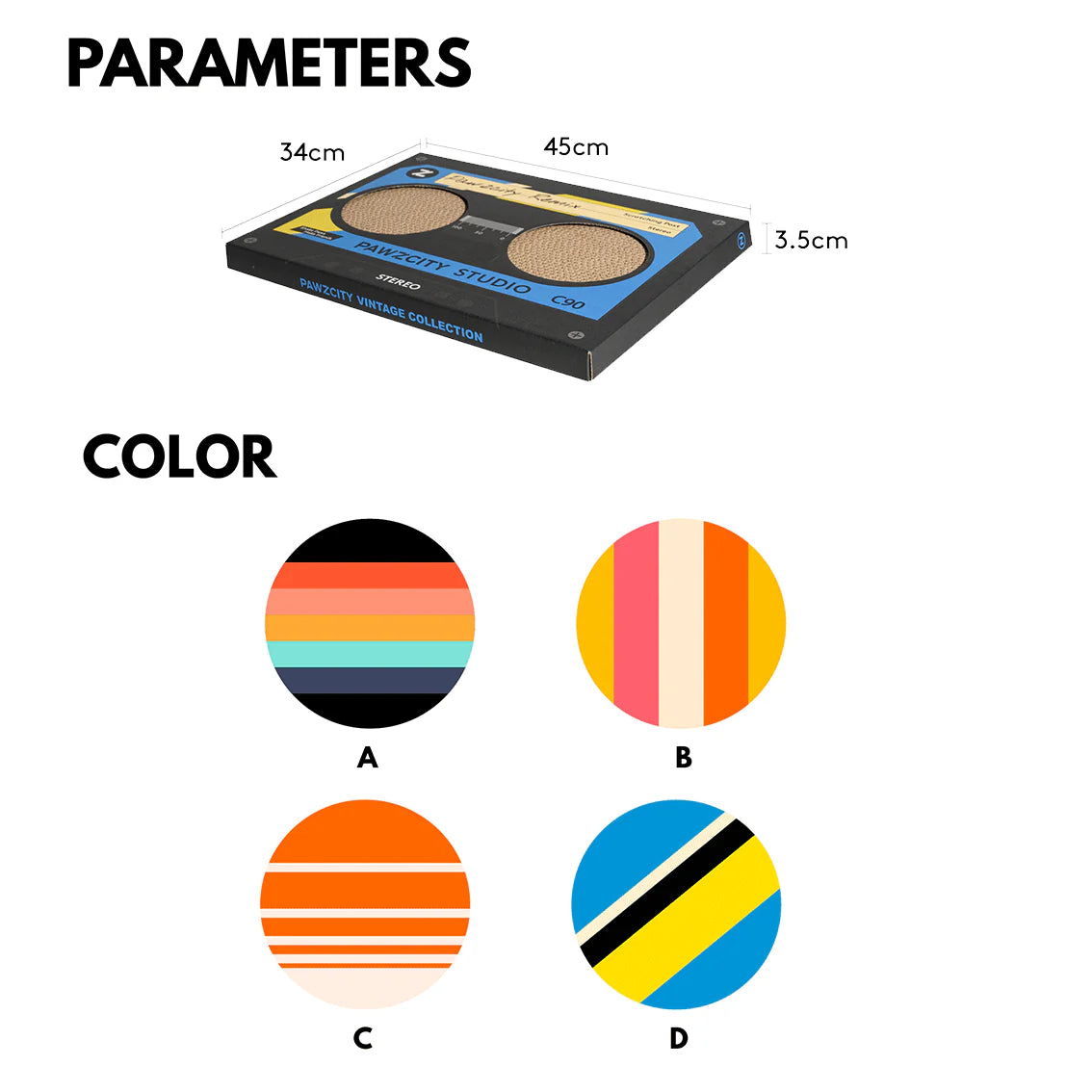 PAWZCITY Vintage Tape Cat Scratching Board - Style B