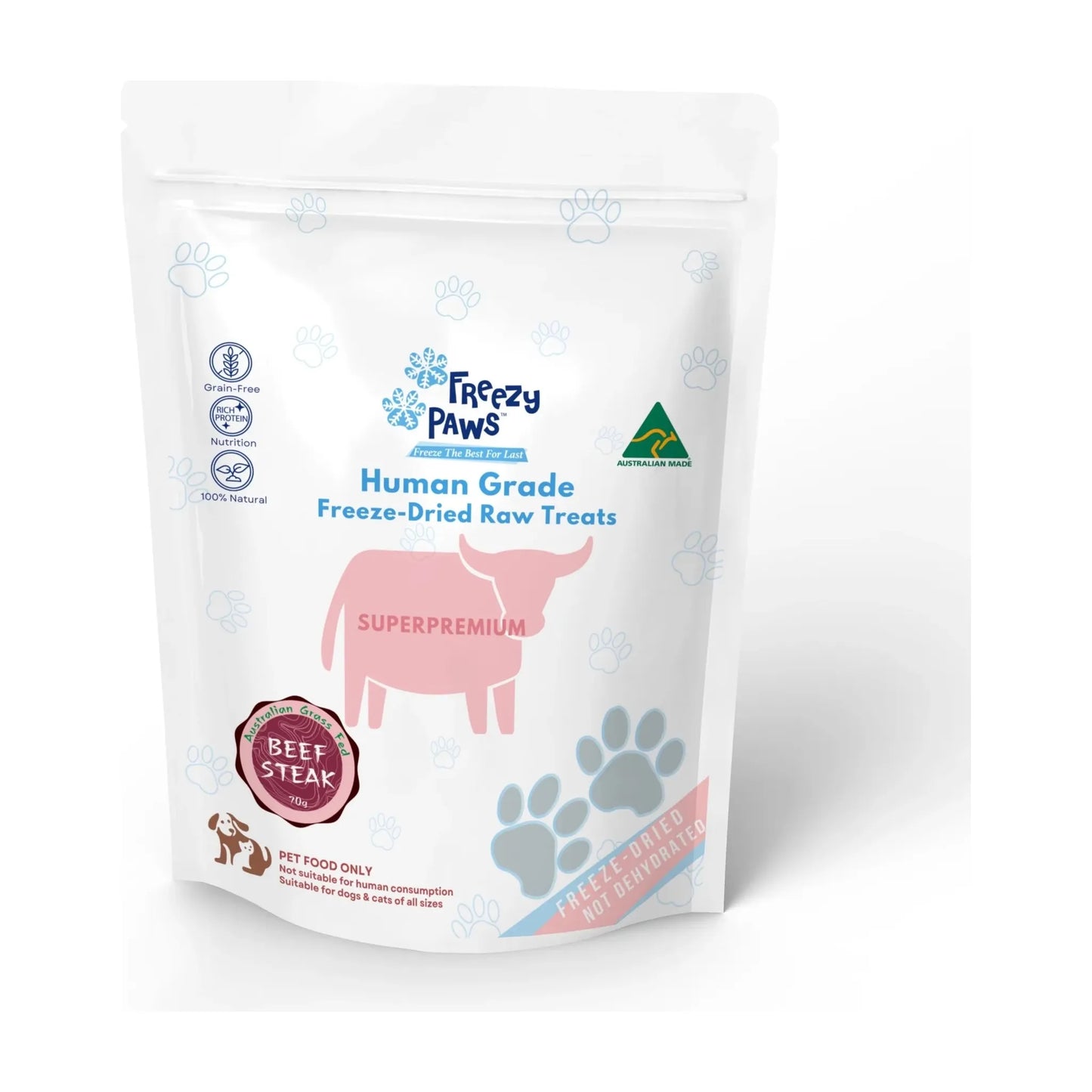 Freezy Paws - Freeze-Dried Raw Grass Fed Beef Steak Treats 70g