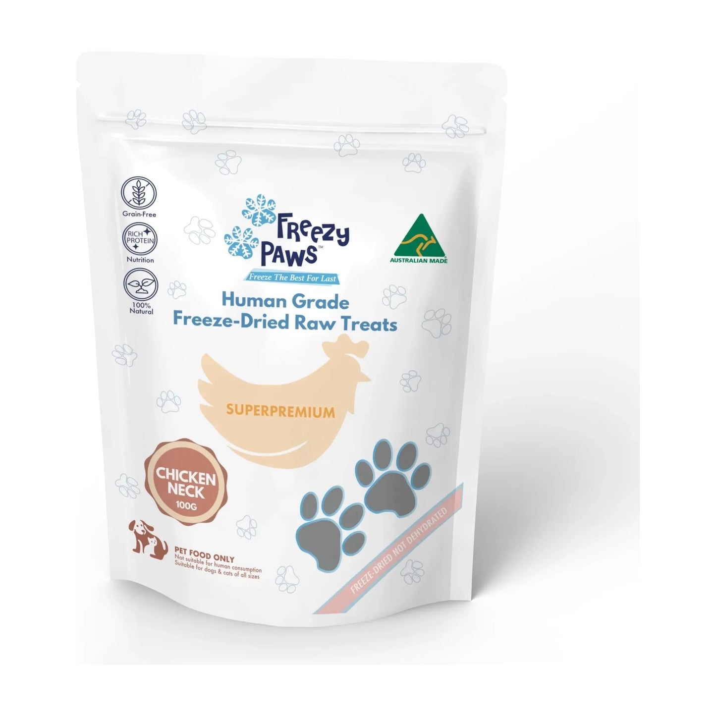 Freezy Paws - Freeze-Dried Chicken Neck Raw Treats 100g