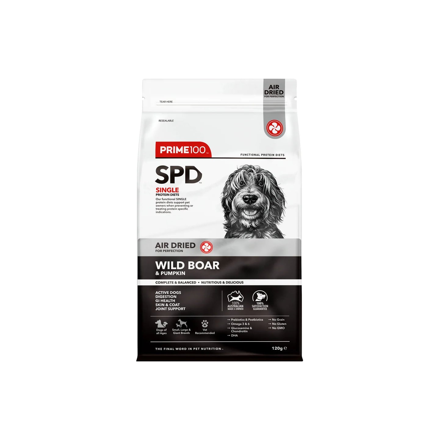 Prime100 Dog Dry Food - SPD™ Air Dried Wild Boar & Pumpkin