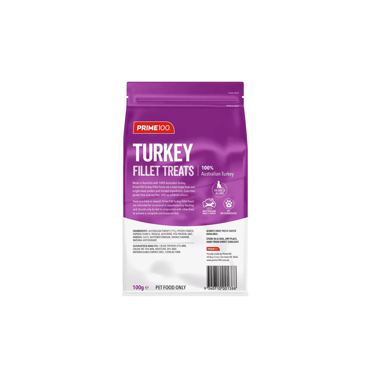Prim100 - SPT™ Fillet Turkey Dog Treats 100g