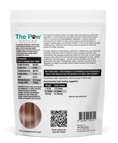 The Paw Grocer - Dog Treats Kangaroo Dental Chew