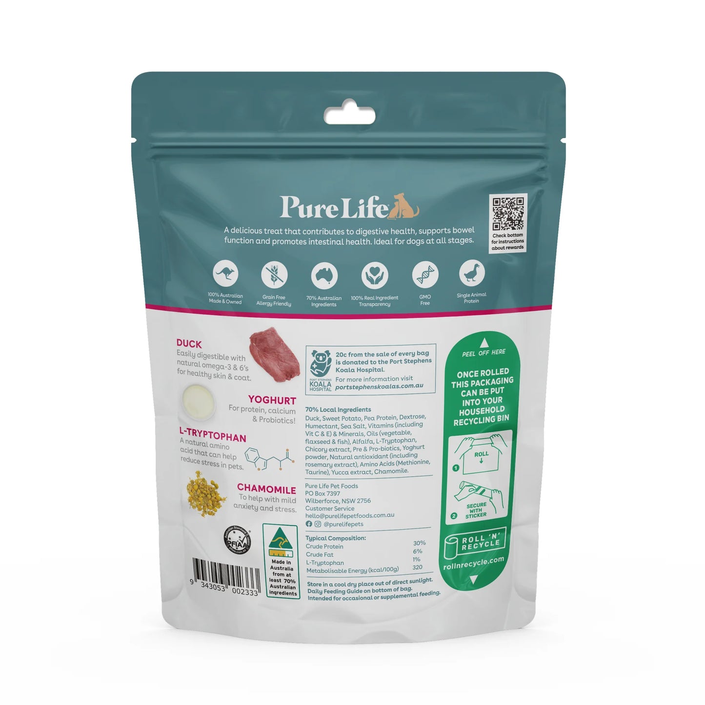 Pure Life Zen & Relax Duck Dog Treats 100g