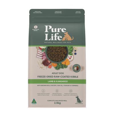 Pure Life Adult Dog Dry Food Freeze-Dried Raw-Coated Kibble Lamb & Kangaroo