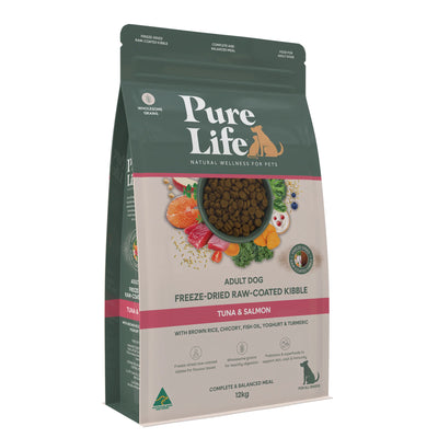 Pure Life Adult Dog Dry Food Freeze-Dried Raw-Coated Kibble Tuna & Salmon