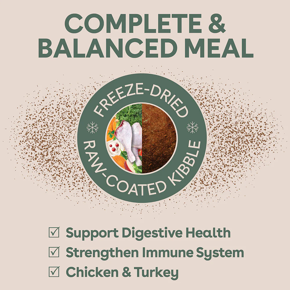 Pure Life Puppy Dog Dry Food Freeze-Dried Raw-Coated Kibble Chicken & Turkey