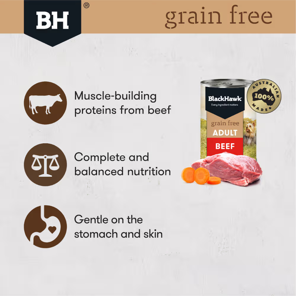 Black Hawk Dog Wet Food Grain Free Beef Cans