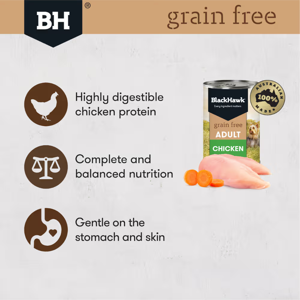 Black Hawk Dog Wet Food Grain Free Chicken Cans
