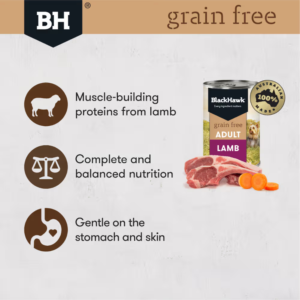 Black Hawk Dog Wet Food Grain Free Lamb Cans