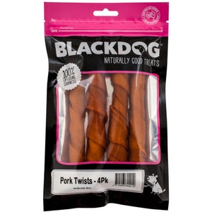 BLACKDOG Dog Treats Pork Twist 4PK
