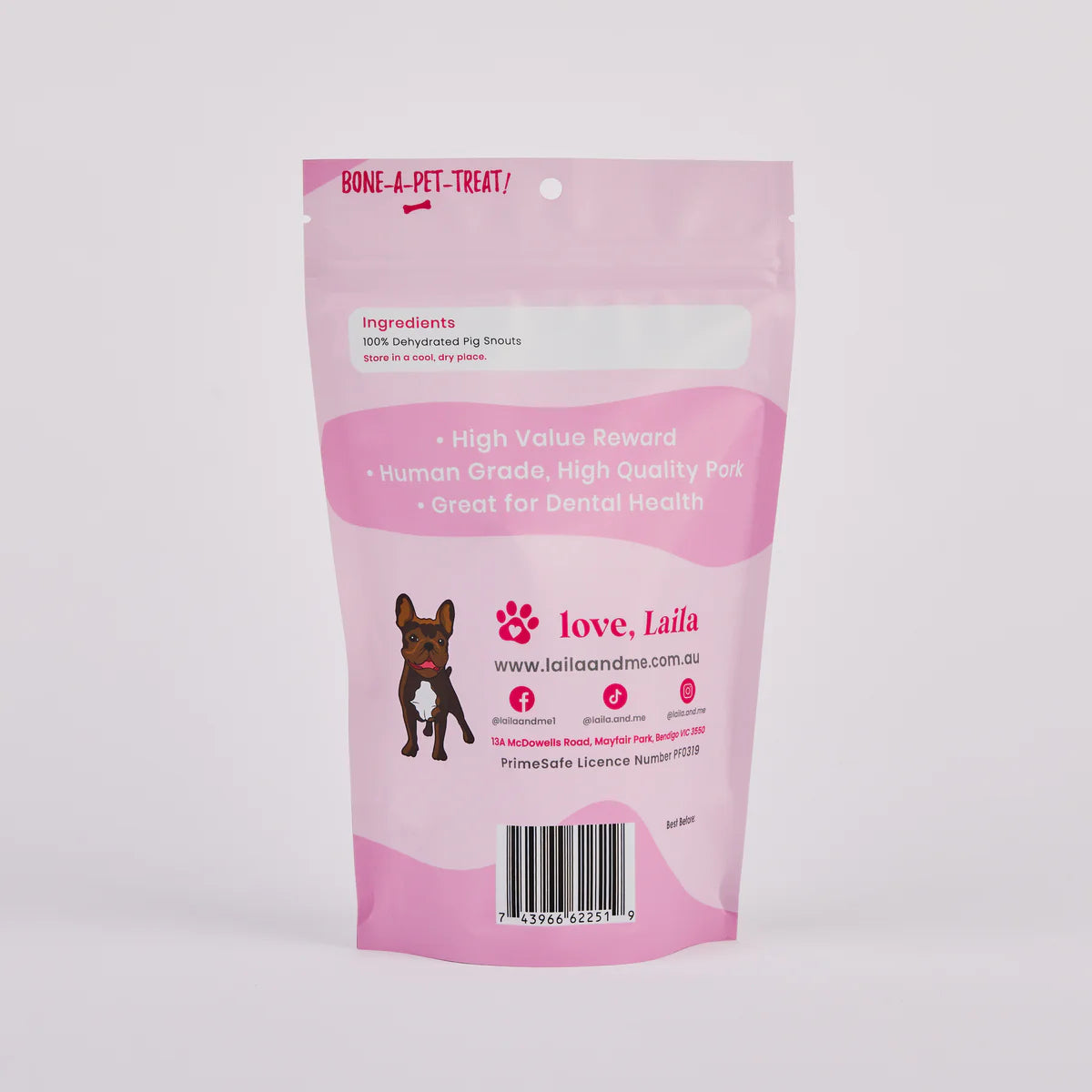 Laila and Me Dog Treat Pig Snout 120g
