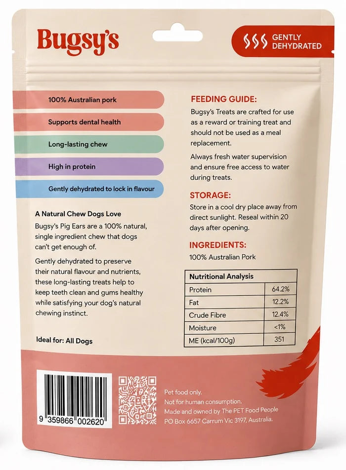Bugsy's Dehydrated Dog Treat - Pig Ears 10 pcs
