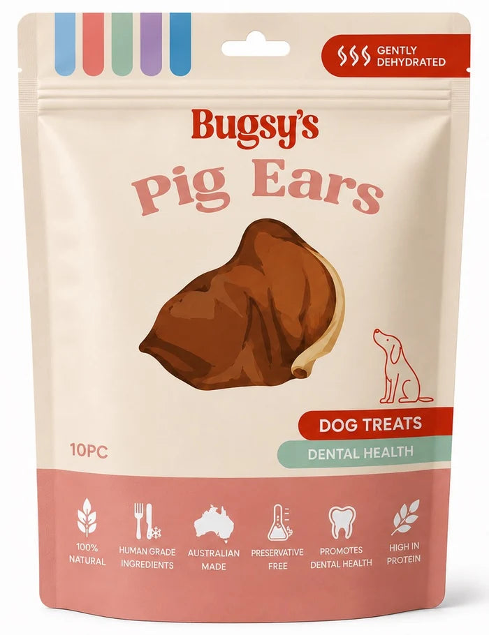 Bugsy's Dehydrated Dog Treat - Pig Ears 10 pcs