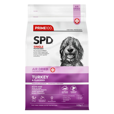 Prime100 Dog Dry Food - SPD™ Air Dried Turkey & Flaxseed