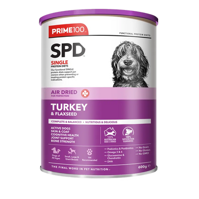 Prime100 Dog Dry Food - SPD™ Air Dried Turkey & Flaxseed