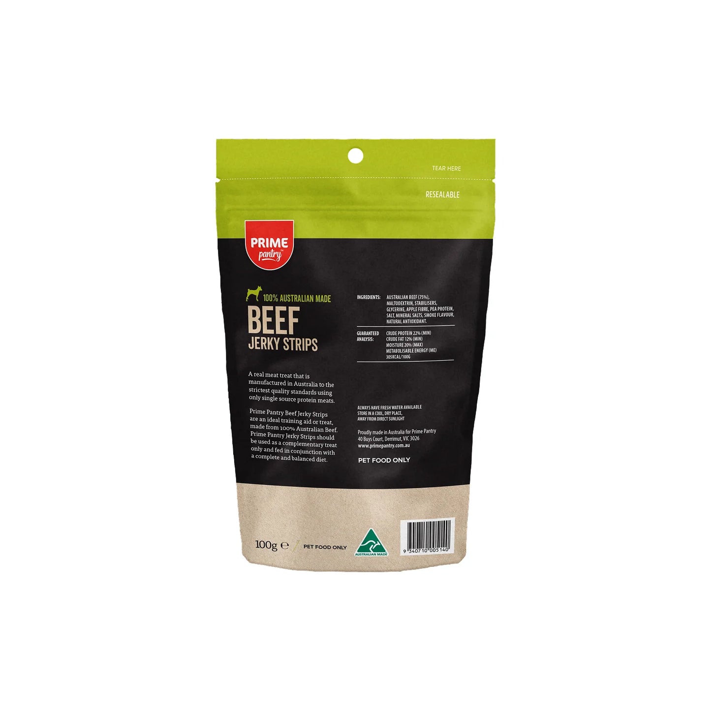 Prim100 - Prime Pantry Beef Jerky Strips 100g