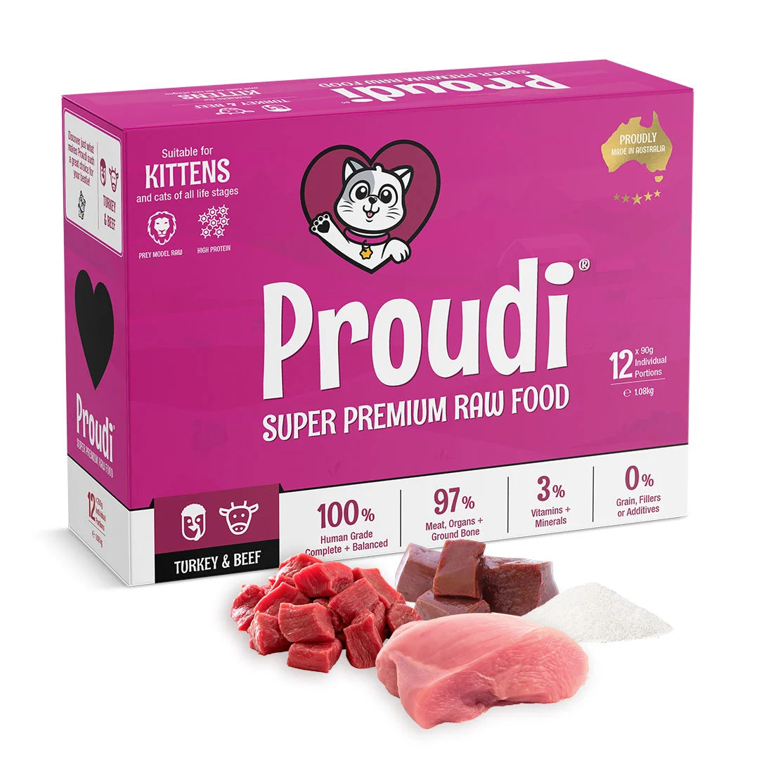 [Syd Only] Proudi Kitten Raw Food - Turkey & Beef 1.2Kg